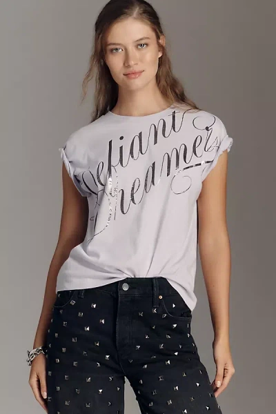By Anthropologie Foil Graphic Muscle Tee In White