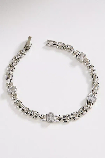 By Anthropologie Foldover Clasp Crystal Chain Bracelet In Gold