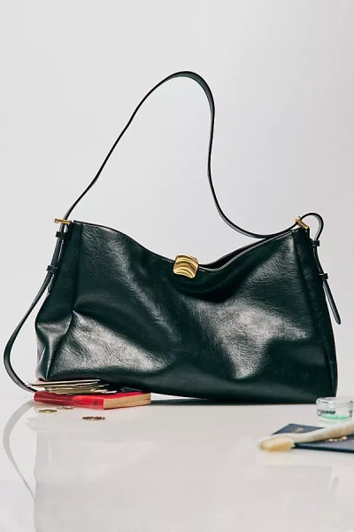 By Anthropologie Foldover Slouchy Buckle Shoulder Bag In Black