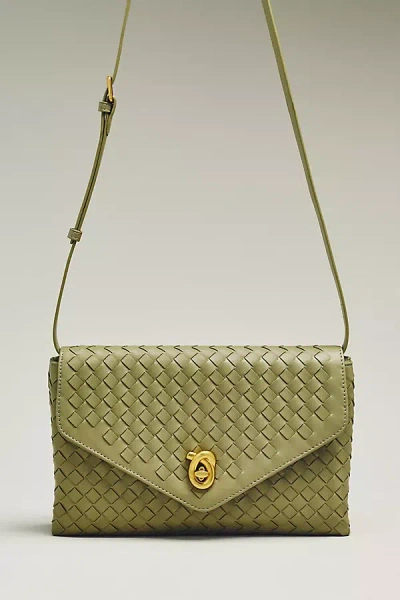 By Anthropologie Foldover Woven Clutch In Green
