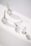 By Anthropologie Framed Crystal Earrings, Set Of 2 In Silver