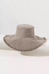By Anthropologie Frayed Edge Bucket Hat In Green