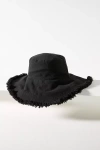 By Anthropologie Frayed Edge Bucket Hat In Black