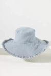By Anthropologie Frayed Edge Bucket Hat In Blue