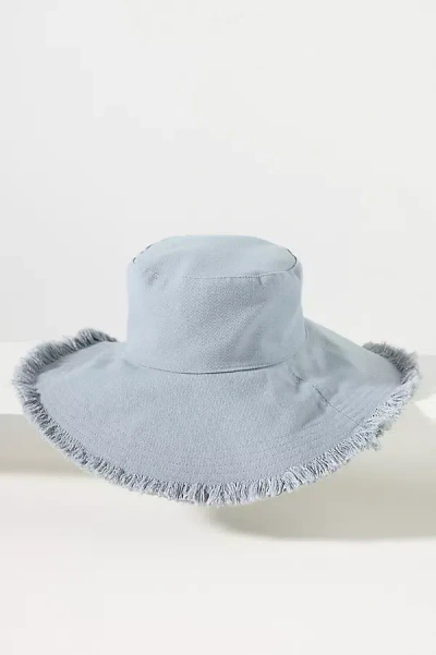 By Anthropologie Frayed Edge Bucket Hat In Blue