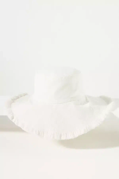 By Anthropologie Frayed Edge Bucket Hat In White