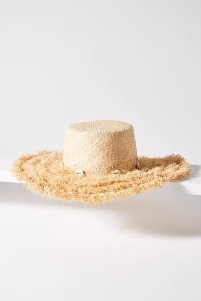 By Anthropologie Frayed Straw Floppy Hat In Yellow
