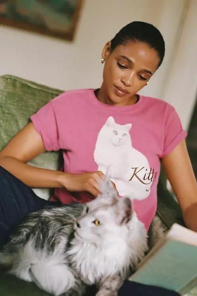 By Anthropologie French Cat Graphic Tee In Pink