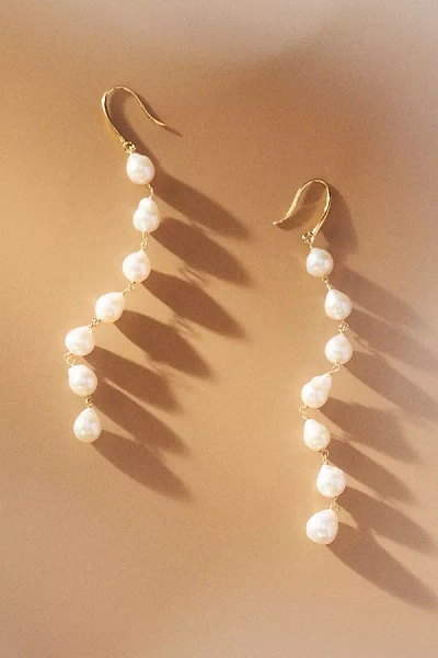 By Anthropologie Freshwater Pearl Drop Earrings In Gold