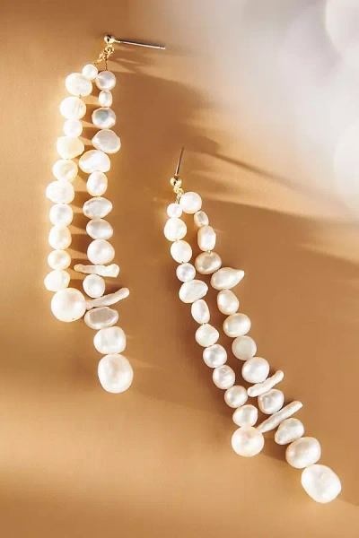 By Anthropologie Freshwater Pearl Strand Drop Earrings In White