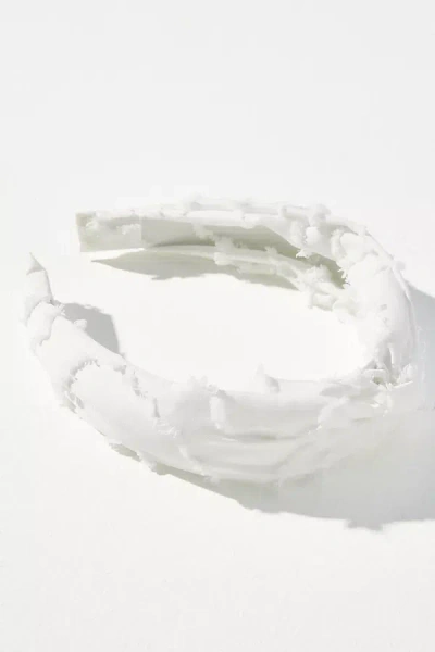 By Anthropologie Frilled Floral Headband In White
