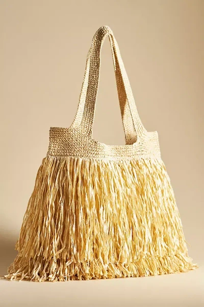 By Anthropologie Fringe Raffia Tote In Brown