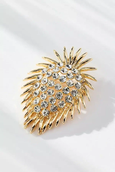 By Anthropologie Fringed Crystal Brooch In Gold