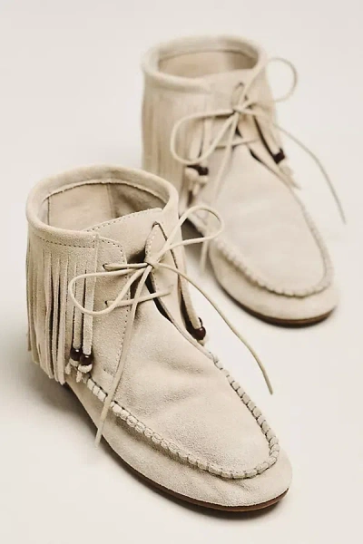 By Anthropologie Fringed Moccasin Boots In Neutral