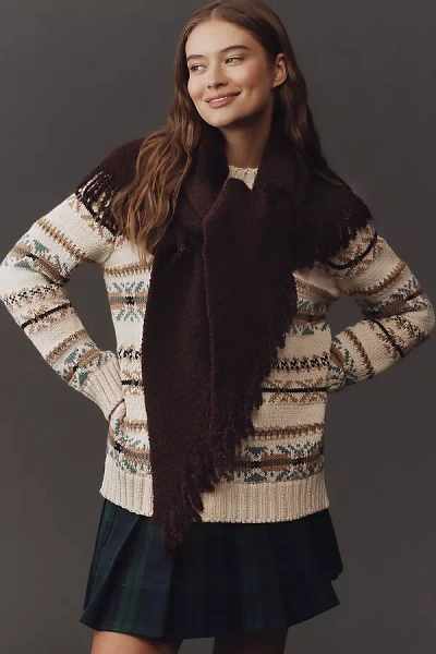 By Anthropologie Fringed Triangle Wrap In Purple