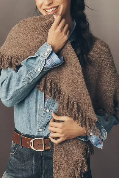 By Anthropologie Fringed Triangle Wrap In Sand