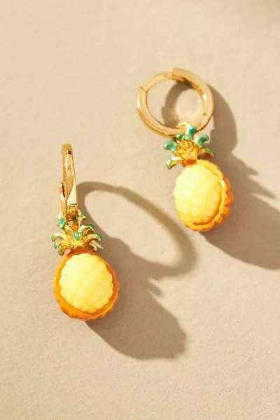 By Anthropologie Fruit Charm Huggie Earrings In Gold