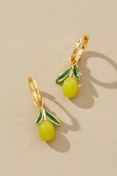 By Anthropologie Fruit Charm Huggie Earrings In Green