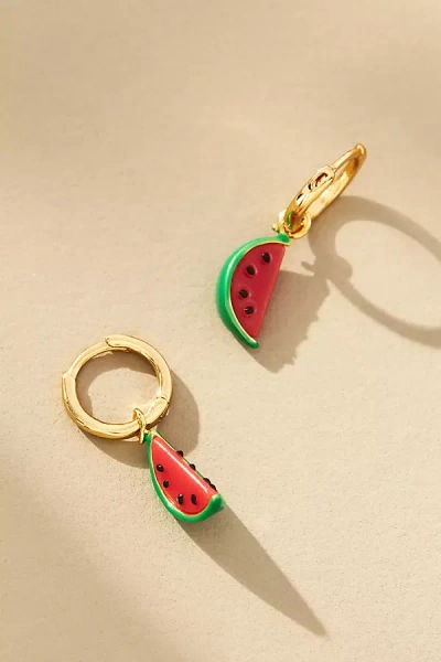 By Anthropologie Fruit Charm Huggie Earrings In Gold