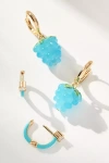 By Anthropologie Fruit Charm Huggie Hoop Earrings, Set Of 2 In Blue