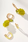 By Anthropologie Fruit Charm Huggie Hoop Earrings, Set Of 2 In Green