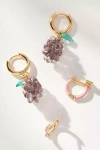 By Anthropologie Fruit Charm Huggie Hoop Earrings, Set Of 2 In Purple