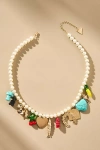 By Anthropologie Fruit Charm Pearl Beaded Necklace