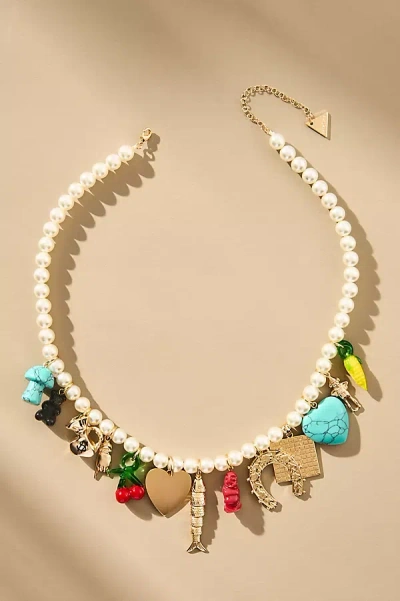 By Anthropologie Fruit Charm Pearl Beaded Necklace
