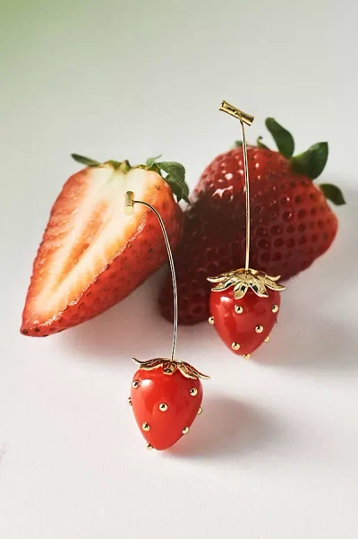 By Anthropologie Fruit Drop Earrings In Red