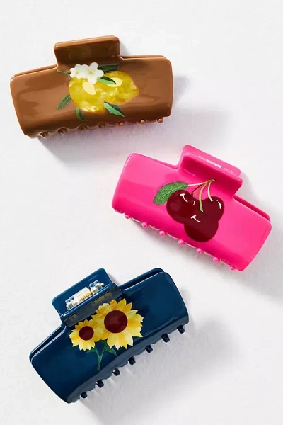 By Anthropologie Fruit Icon Claw Clips, Set Of 3 In Multi