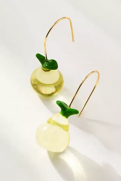 By Anthropologie Fruit Icon Glass Drop Earrings In Green