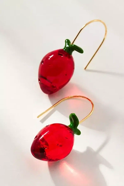 By Anthropologie Fruit Icon Glass Drop Earrings In Pink