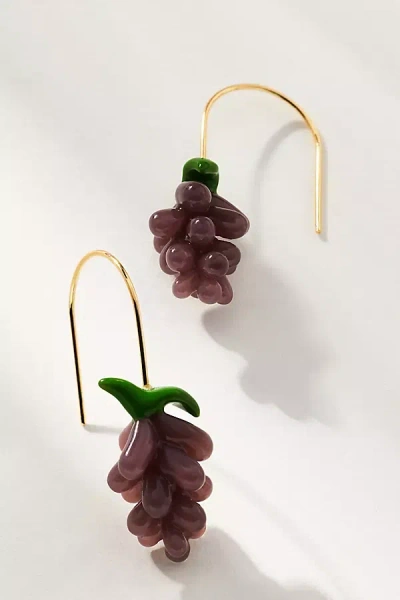 By Anthropologie Fruit Icon Glass Drop Earrings In Purple