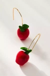 By Anthropologie Fruit Icon Glass Drop Earrings In Red