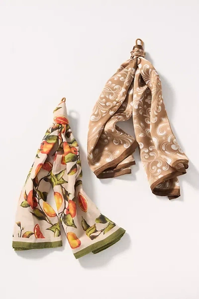 By Anthropologie Fruit Stand Head Scarves, Set Of 2 In Brown