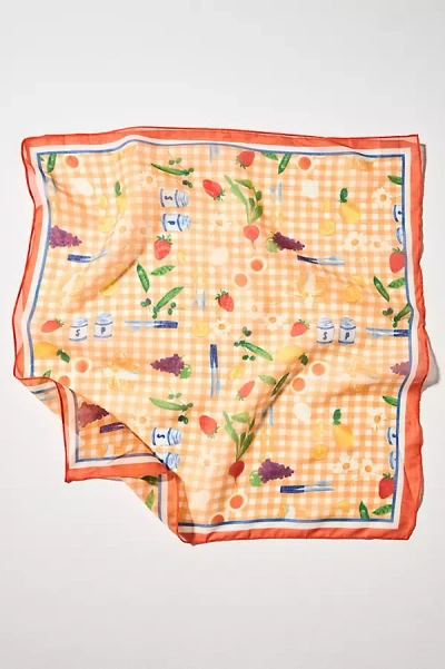 By Anthropologie Fruit Stand Head Scarves, Set Of 2 In Orange