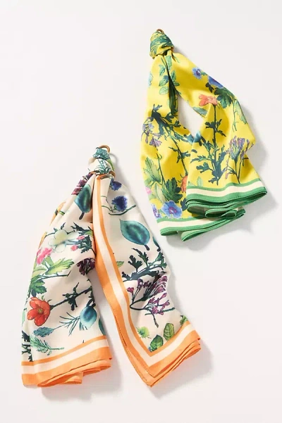 By Anthropologie Fruit Stand Head Scarves, Set Of 2 In Yellow