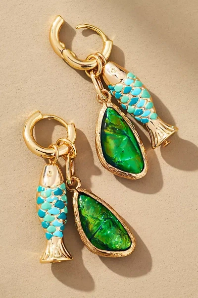 By Anthropologie Fun Icon Charm Huggie Hoop Earrings In Blue