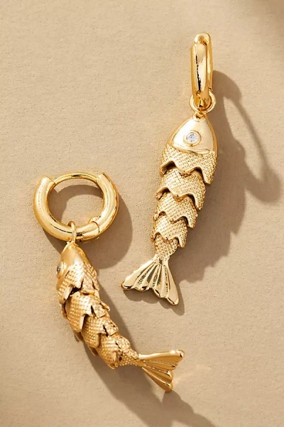 By Anthropologie Fun Icon Charm Huggie Hoop Earrings In Gold