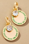 By Anthropologie Fun Icon Charm Huggie Hoop Earrings In Green