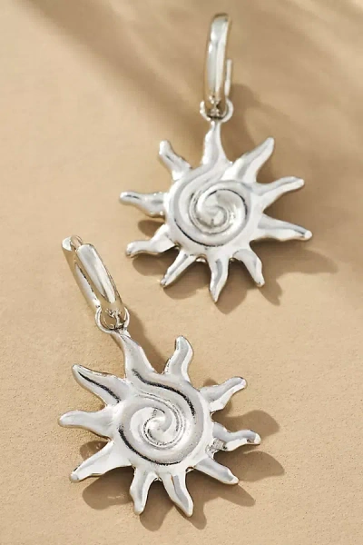 By Anthropologie Fun Icon Charm Huggie Hoop Earrings In Grey