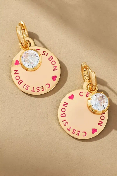 By Anthropologie Fun Icon Charm Huggie Hoop Earrings In Pink