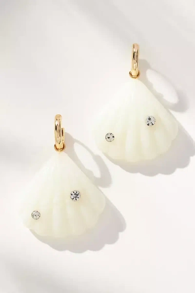 By Anthropologie Fun Icon Charm Huggie Hoop Earrings In White
