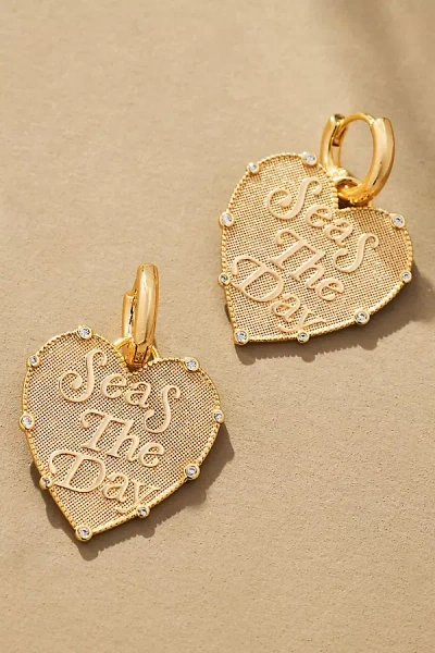 By Anthropologie Fun Icon Charm Huggie Hoop Earrings In Yellow