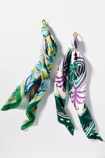 By Anthropologie Fun Icon Motif Hair Scarves, Set Of 2