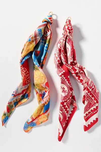 By Anthropologie Fun Icon Motif Hair Scarves, Set Of 2