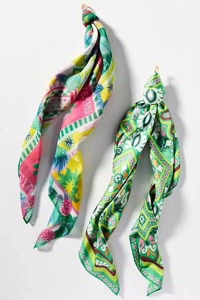 By Anthropologie Fun Icon Motif Hair Scarves, Set Of 2