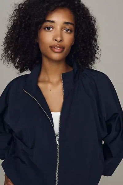 By Anthropologie Funnel-neck Nylon Jacket In Blue