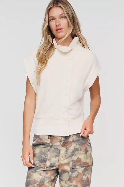 By Anthropologie Funnel-neck Short-sleeve Sweater In Neutral