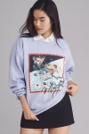 By Anthropologie Game Night Graphic Sweatshirt In Purple